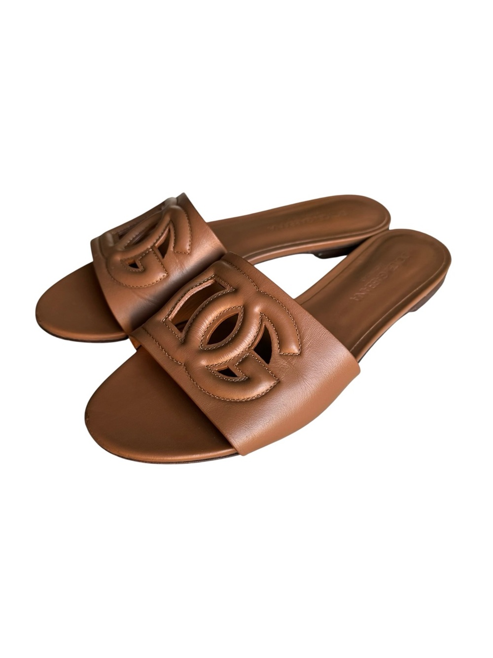 Dolce & Gabbana Bianca Calfskin Slides Sandals Light Brown - Picture 5 of 16